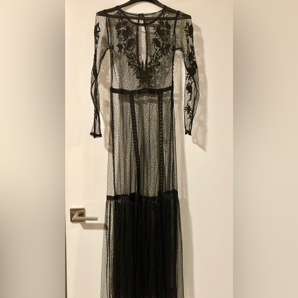 Black Maxi Embroidered Slip Dress